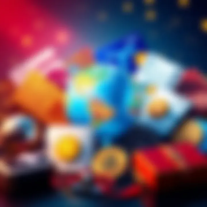 A collection of various crypto cards displayed with travel-related items like a globe and airplane tickets.