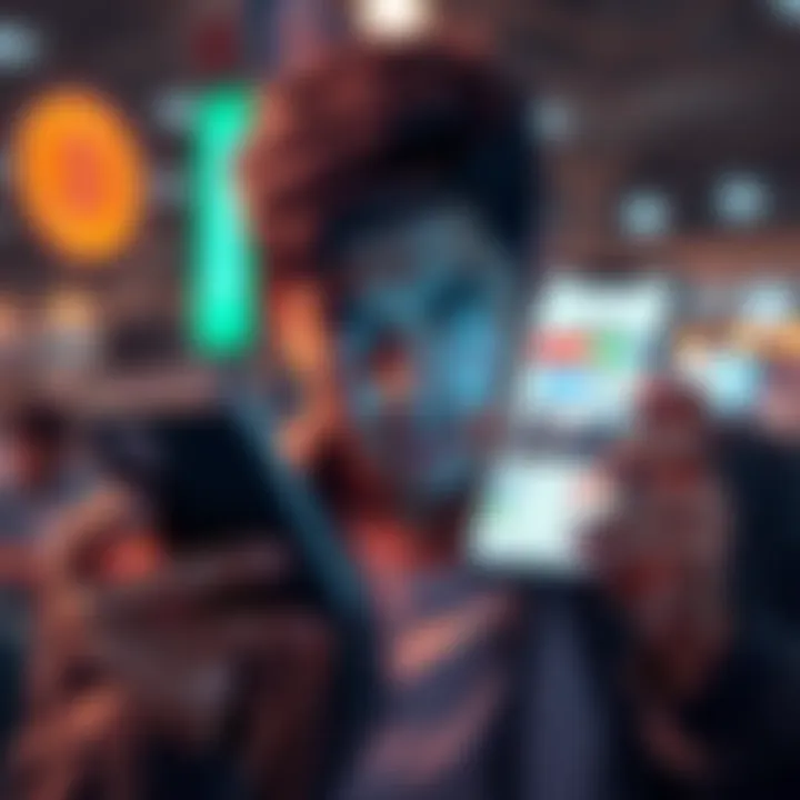 A frustrated person looking at their phone with crypto wallet and bank app open, showing the difficulty of transferring funds for everyday purchases.