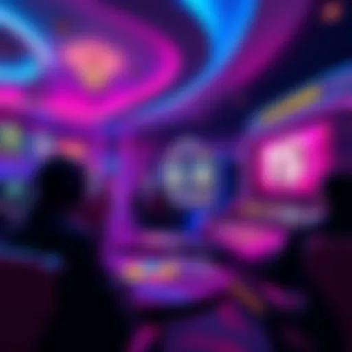 A digital gaming scene showing players enjoying a crypto casino without ID verification, featuring a vibrant interface and bonus icons.