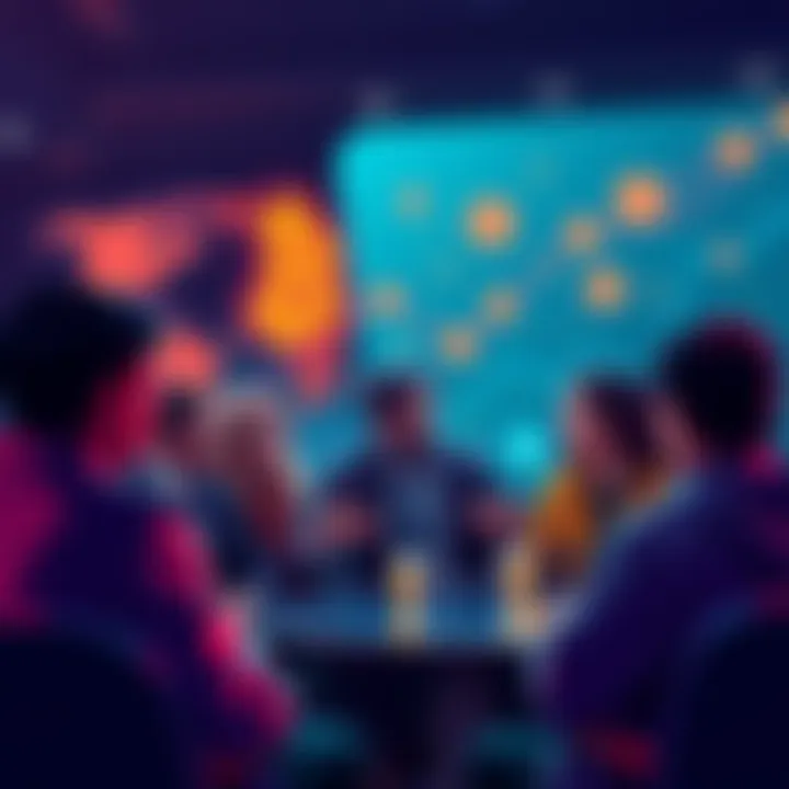 People discussing cryptocurrency challenges A group of people sharing their thoughts on the difficulties of using cryptocurrency, like transactions and security.