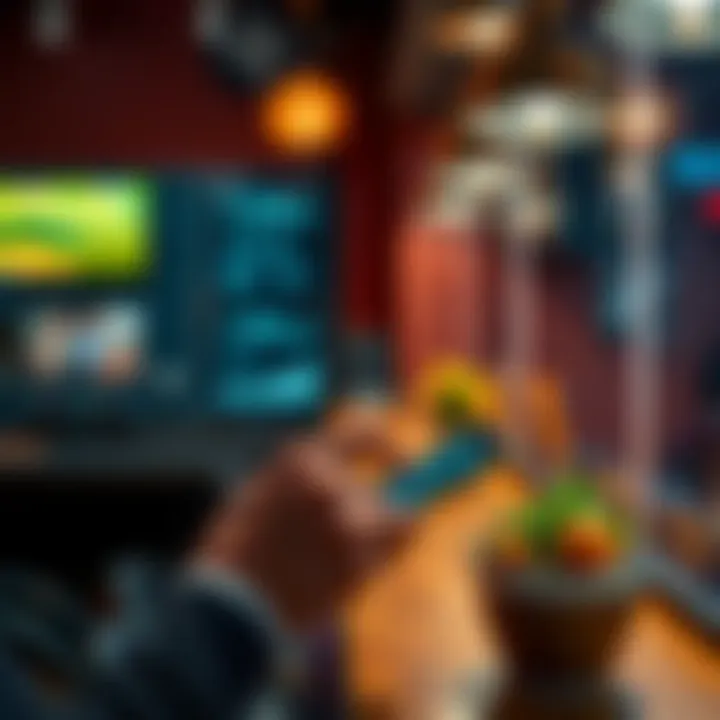 A person making a purchase with a smartphone using cryptocurrency at a cafe