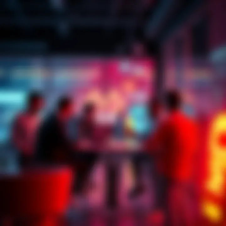 A group of people discussing cryptocurrency trends and security measures in a modern setting