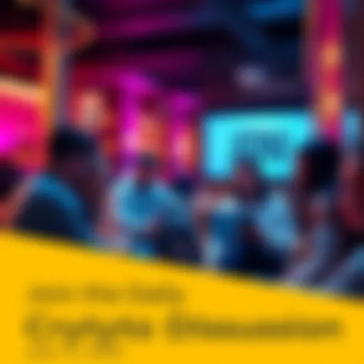 A group of people engaging in a discussion about cryptocurrency, seated in a casual setting with laptops and phones.