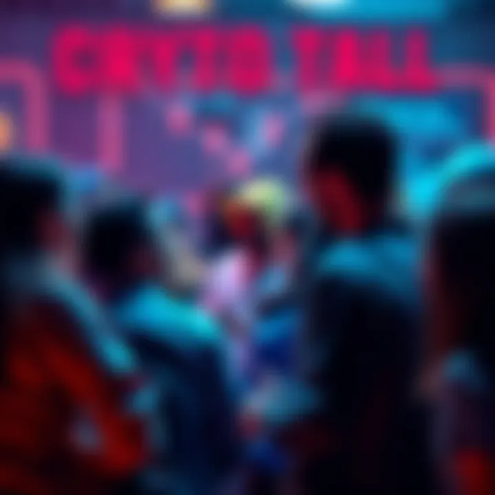 Crypto Discussion Thread People engaging in a discussion about cryptocurrency with cautionary signs about scams and sharing insights.