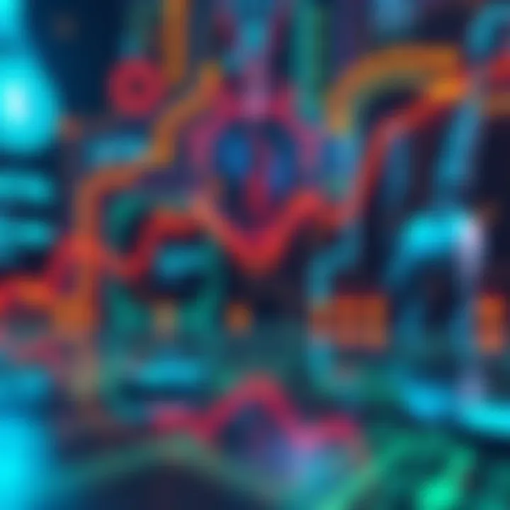 A downward chart representing the decline of cryptocurrency, with AI elements like circuits and robots in the background, symbolizing the shift in technology focus.