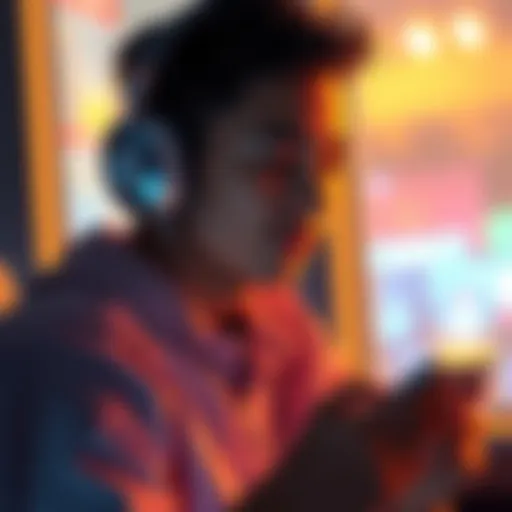 A person wearing headphones enjoying music while looking at a smartphone with a crypto app open.