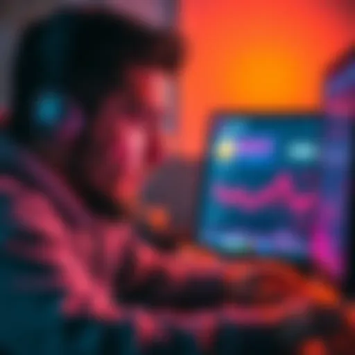 A crypto enthusiast looks worried while staring at their computer screen showing Solana and USDC exchange rates.