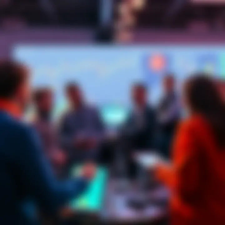 A group of people in Turkey engaged in a lively discussion about the cryptocurrency NEO, surrounded by charts and digital devices