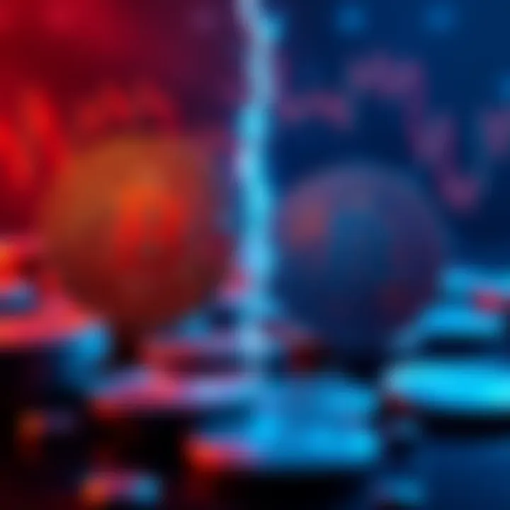 A visual comparison of a crypto ETF symbol and physical coins, illustrating the choice between investing in a crypto exchange-traded fund and buying actual cryptocurrency coins.