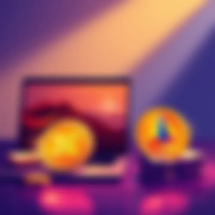 Illustration showing a user exchanging TRX for XMR, symbols of both cryptocurrencies displayed alongside a laptop and cash.