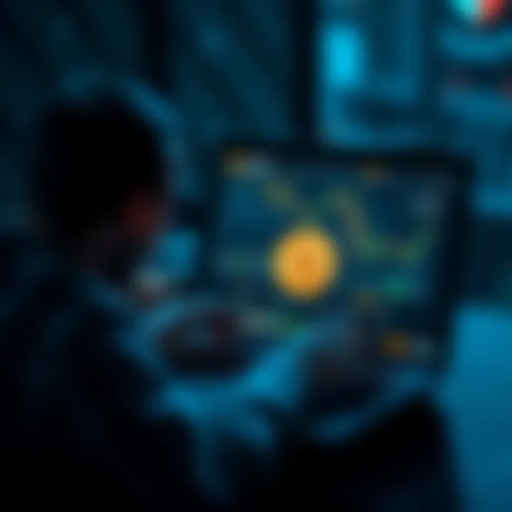 A person buying Bitcoin on a laptop with cryptocurrency exchange website open