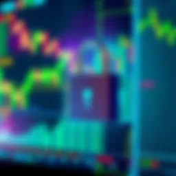 A digital padlock over a cryptocurrency exchange screen, symbolizing the debate about security in 2026.