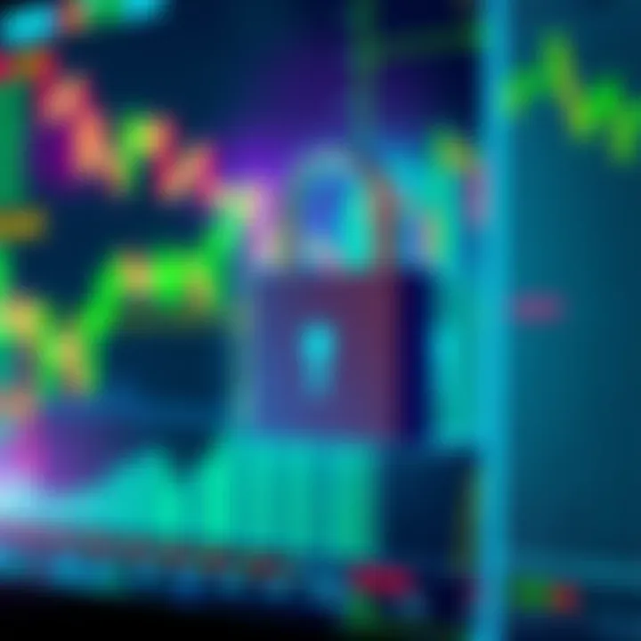 A digital padlock over a cryptocurrency exchange screen, symbolizing the debate about security in 2026.