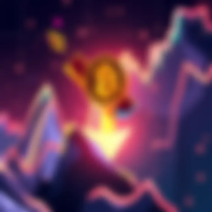 Illustration showing a downward arrow with a cryptocurrency symbol, representing extreme fear in the market.