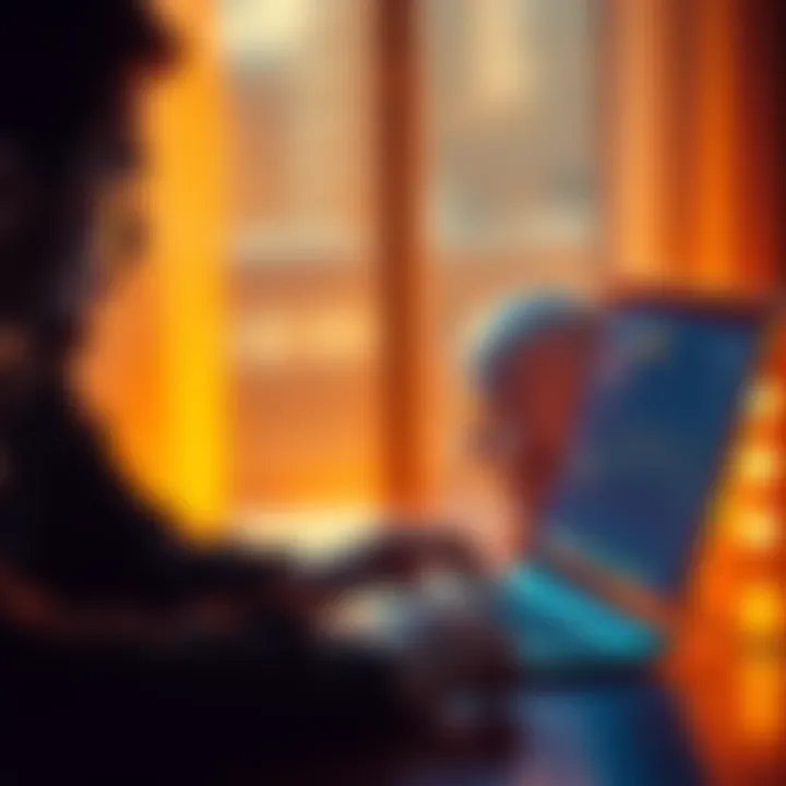 A person looking worried while reviewing cryptocurrency transactions on a laptop, with a graph showing losses on the screen.