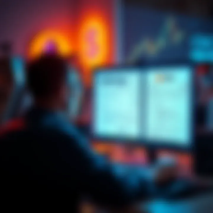 A person looking at a computer screen displaying cryptocurrency and tax forms with notes about 1099-DA