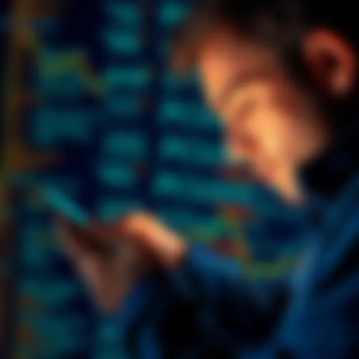 Crypto holders stressed about quantum computing A concerned person checking cryptocurrency values on a smartphone with computer code in the background