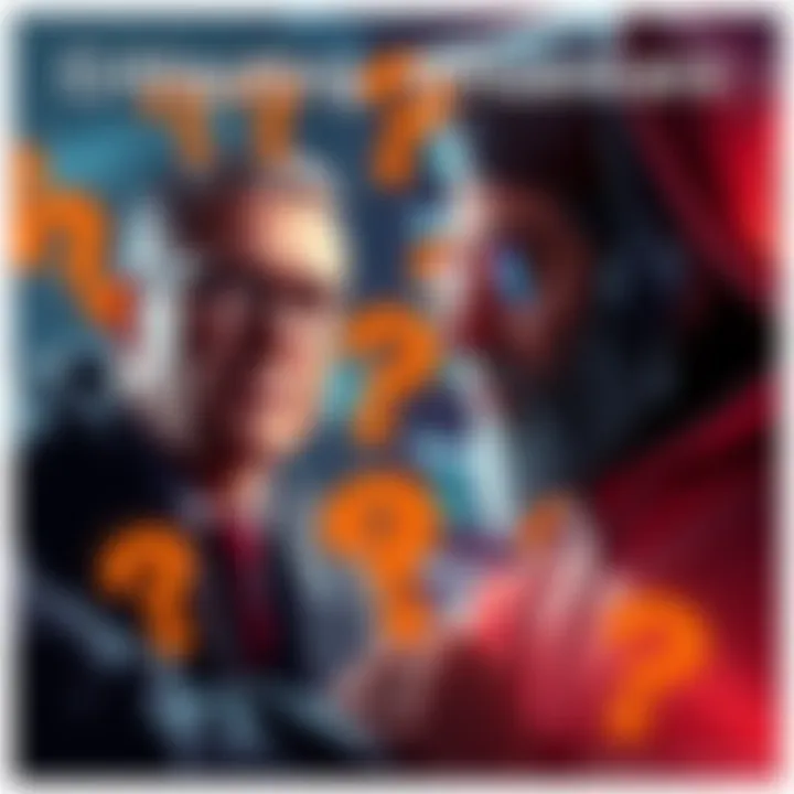 A graphic depicting Michael Van De Poppe and Crypto Wizard with question marks around them, symbolizing doubt in their crypto predictions