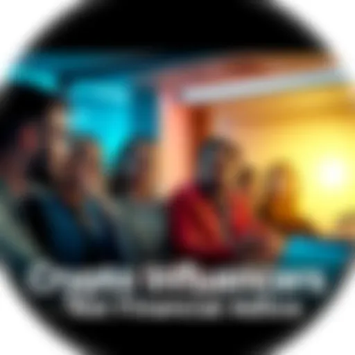A group of people discussing financial advice related to cryptocurrency, looking concerned about misinformation.