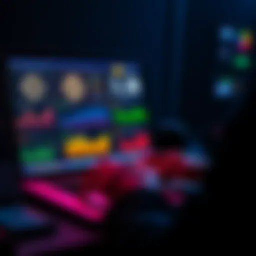 A person reviewing various crypto earning platforms on a laptop with financial charts and graphs on the screen