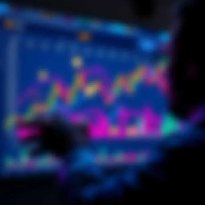 A person analyzing a chart showing Bitcoin's price fluctuations and various cryptocurrencies for long-term investment strategies.