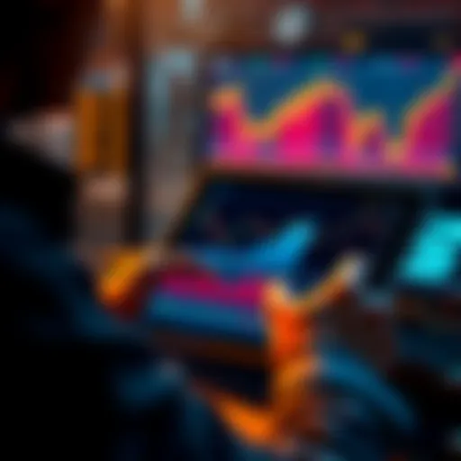 A person analyzing Bitcoin, Solana, and Chainlink charts on a digital tablet while considering investment options.