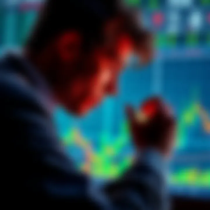 Cryptocurrency Investment Opportunity A person looking at a cryptocurrency chart showing a dip, contemplating investment. Graph shows fluctuating values with a downward trend and potential recovery signals.