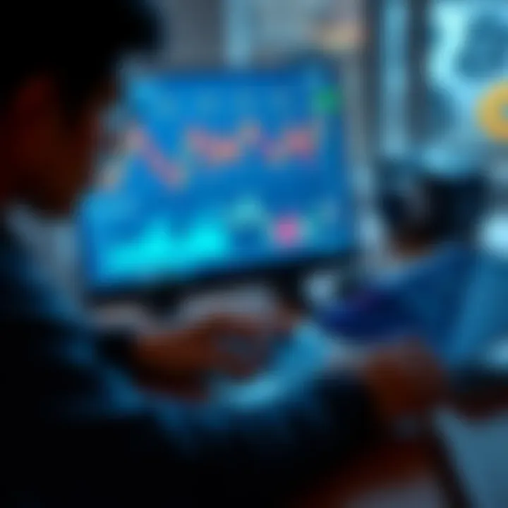 Individual looking at a laptop screen with cryptocurrency charts and a thoughtful expression, reflecting on financial choices