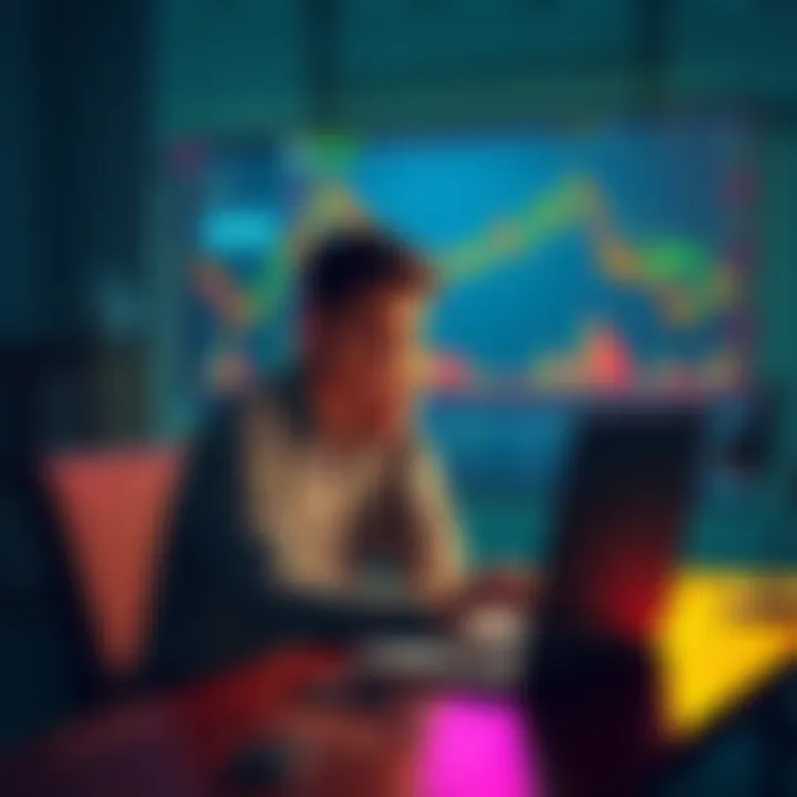 A person sitting at a desk with a laptop, looking worried while checking cryptocurrency charts on screen, symbolizing investment decisions in Solana.