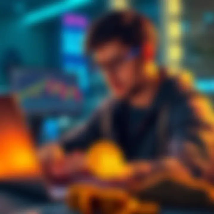 A person looking at Bitcoin price charts on a laptop, showing ups and downs of investment