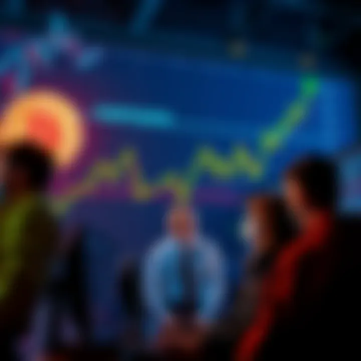 Graph showing sharp decline in Bitcoin and altcoin prices with worried investors looking at screens
