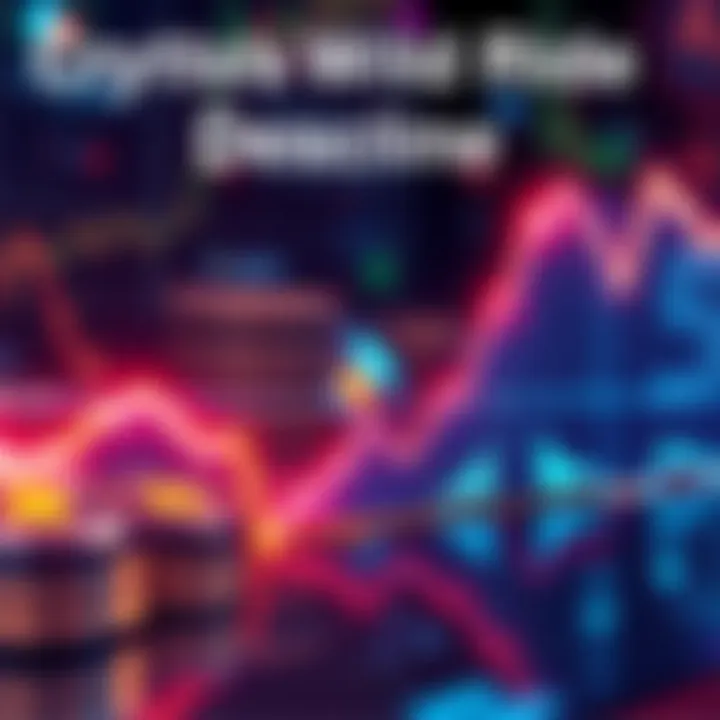 A downward trend chart showing a sharp decline in cryptocurrency values with digital coins in the background