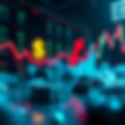 A graphic showing a downward trend in cryptocurrency prices with a large dollar sign and a red downward arrow, indicating significant losses in the market