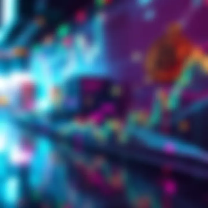 Visual representation of crypto market volatility with falling graphs and liquidated assets