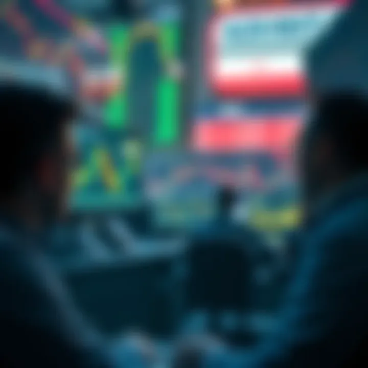 Traders watching cryptocurrency graphs on screens, waiting for news from Iran