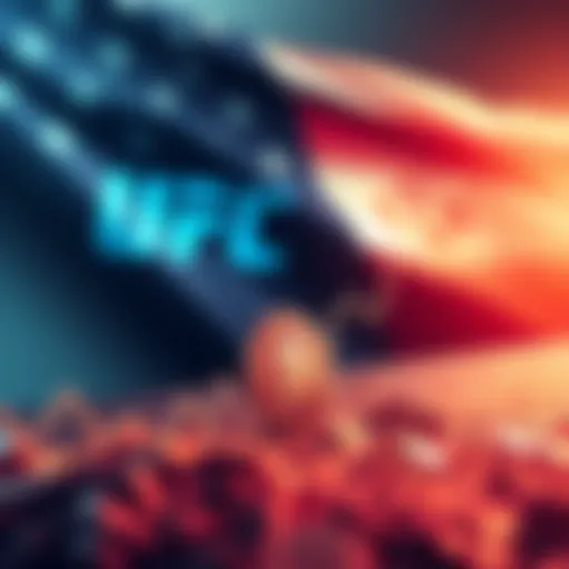 Graph showing upward trend in cryptocurrency prices with UFC logo and US flag in background