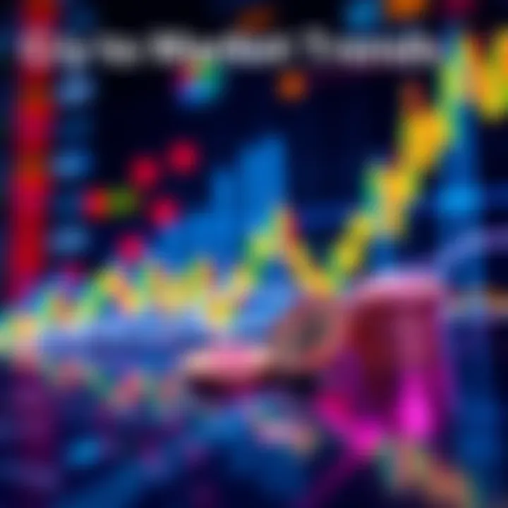 A visual representation of cryptocurrency price trends and market signals, featuring a graph and coins