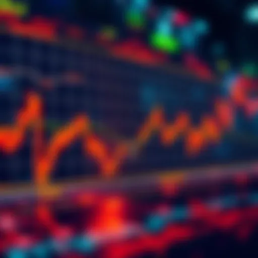A graph showing fluctuating cryptocurrency prices with Bitcoin highlighted, representing market volatility and uncertainty.