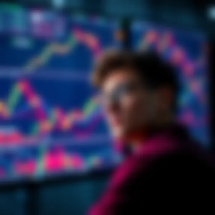 A person looking worried at a computer screen displaying falling cryptocurrency charts, symbolizing potential crises in the market.