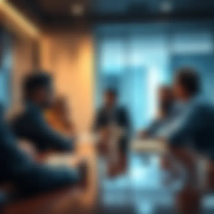 Leaders discussing cryptocurrency opportunities in a conference room