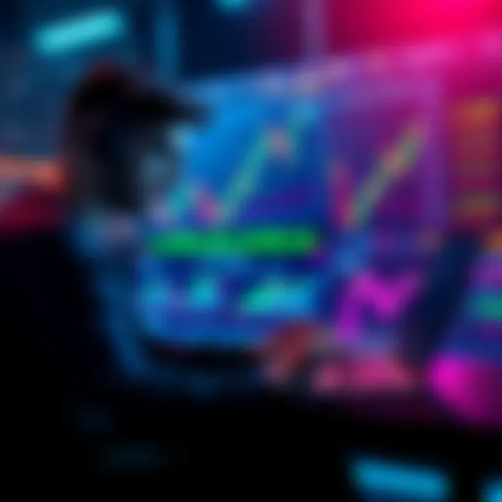 A person analyzing cryptocurrency charts with a laptop, visualizing a successful trading strategy.