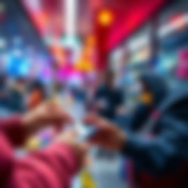 Individual using a smartphone to make a cryptocurrency payment at a store