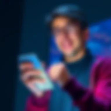 A person receiving their salary in cryptocurrency through a digital wallet on their phone, showing excitement and curiosity.