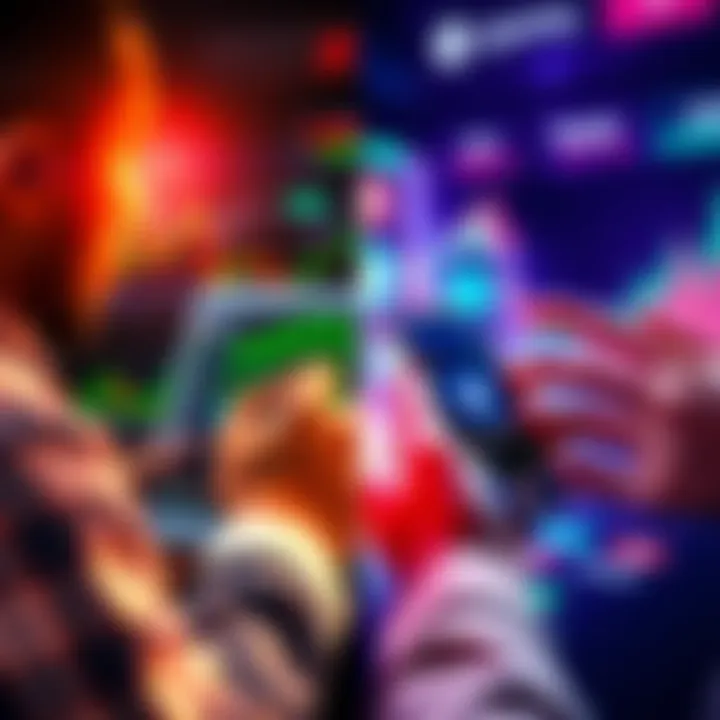 A split-screen view showing a person using a crypto exchange for trading on one side and another person holding a phone with a crypto wallet on the other side, illustrating the differences in holding ...