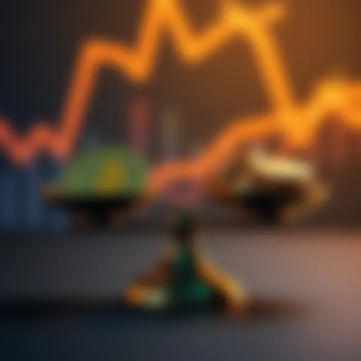 Crypto Portfolio Allocation A balanced scale showing cryptocurrency on one side and traditional investments like ETFs and gold on the other, symbolizing portfolio allocation.