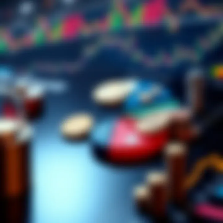 A graphic showing different cryptocurrencies in a pie chart representing various portfolio allocations and their risks.