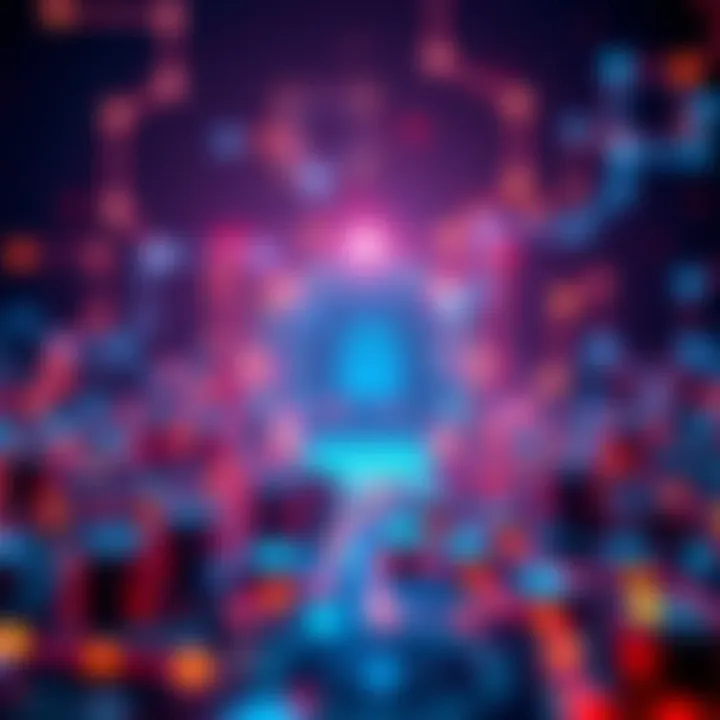 A digital representation showing a blockchain with quantum computing elements in the background, highlighting the potential risks to cryptocurrency security.