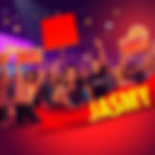 A group of enthusiastic crypto fans holding signs and banners promoting JASMY, celebrating in a lively atmosphere, with digital currency symbols in the background.