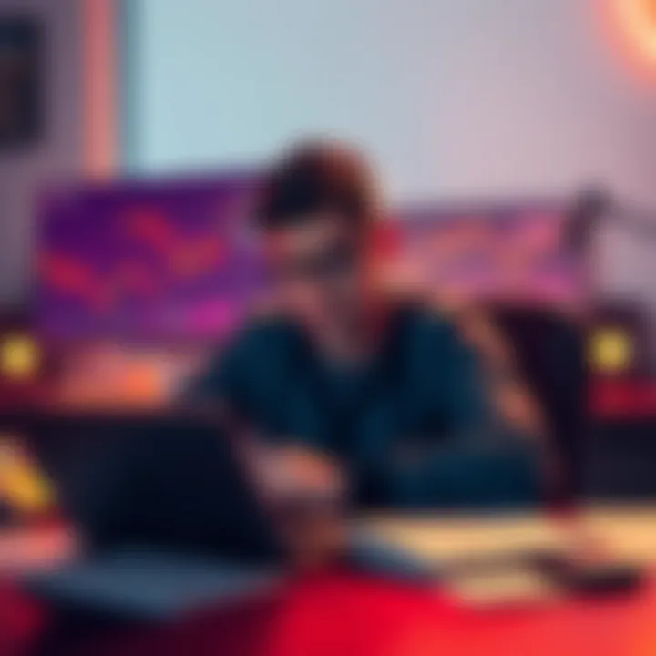 Person looking disappointed with crypto charts A crypto enthusiast sits at a desk, looking frustrated while viewing falling cryptocurrency charts on a laptop, with loan documents scattered around.