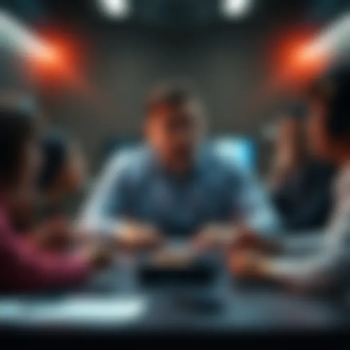 A person who looks surprised sitting at a table surrounded by others, revealing a trap set for a crypto scammer.